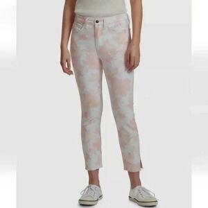 JEN7 by 7 For All Mankind Women's White/Pink Floral Skinny Jeans Pants Size 16
